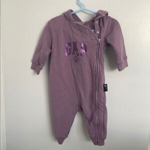 Two footies GAP Purple and dog One Piece with Hood 6-12months
